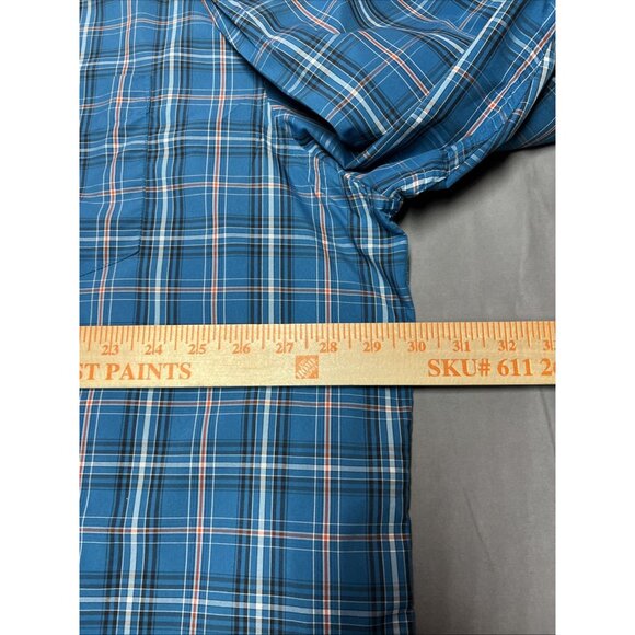 Chaps Blue Plaid Long Sleeve Casual Button Down Men's size 3XL Nylon/Polyester - Picture 15 of 16